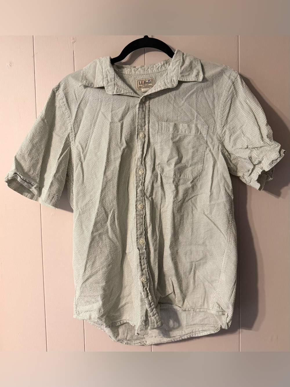 L.L.Bean Vintage Seersucker Striped Button-Up Shirt